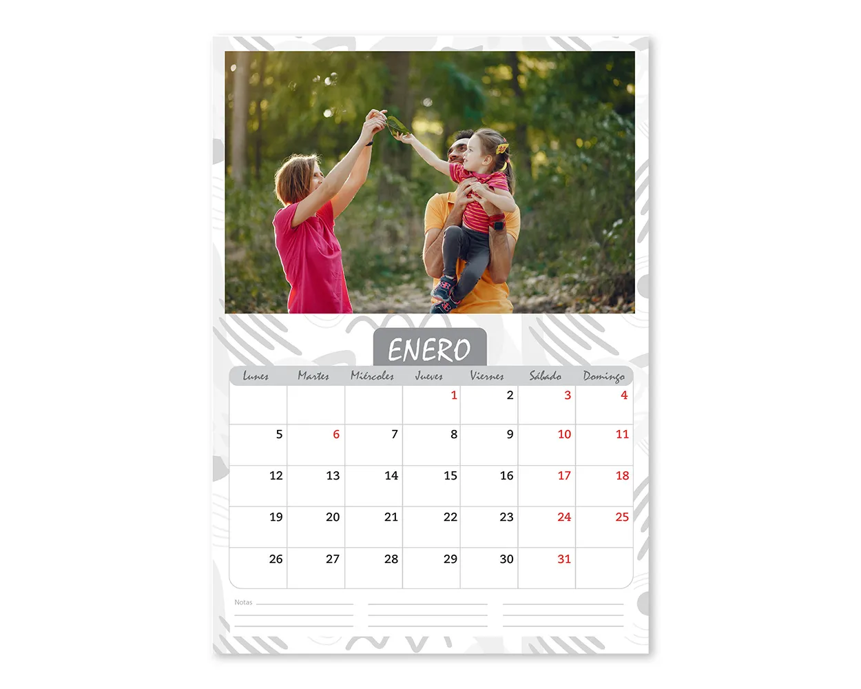 Calendario Mensual Negro