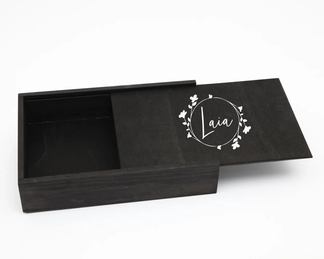 Cajas de madera para fotos con hueco - Tapa de madera con Logo